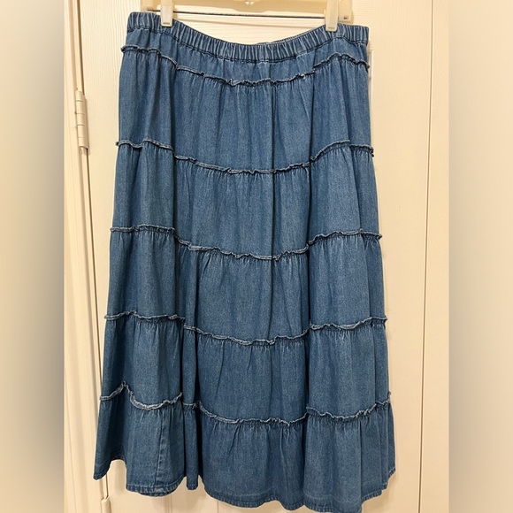 Tantrums Dresses & Skirts - Tantrums Skirt Denim Tiered Maxi XL